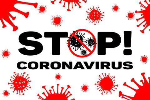 Dangerous STOP Coronavirus vector wallpaper. 2019-nCoV bacteria on white Stock Illustration