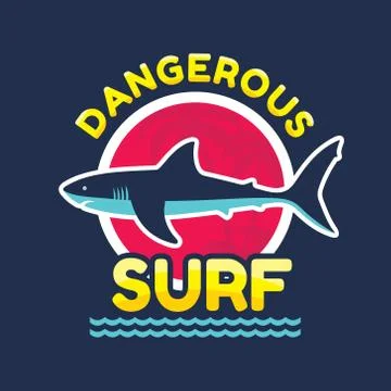 Dangerous surf - vector logo badge for t-shirt and other print production. Stock Illustration
