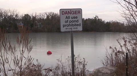Dangerous thin ice Stock Footage 44791382