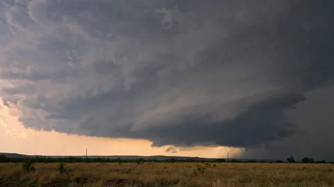 Dangerous thunderstorm building over the Texas landscape Stock Footage 196263939