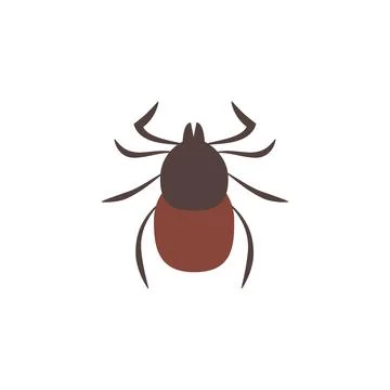 Dangerous Tick Vector Icon - Encephalitis Parasite Silhouette Isolated Stock Illustration