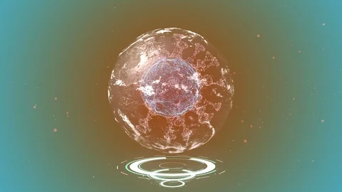 Dangerous virus floating and growing over hud style glowing platform. Stock Footage 127247315