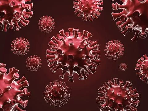 Dangerous virus under microscope, bacteria virus or germs microorganism cells Stock Illustration