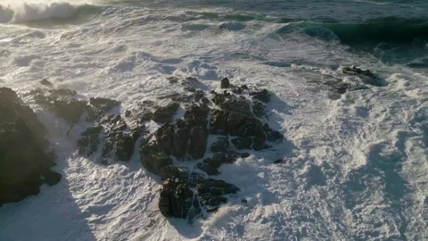 Dangerous Waves Crashing On The Rocks Stock Footage 252831003