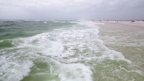 Dangerous waves rip currents at the beach Stock Footage 74214329