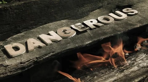 Dangerous Word in Flame Stock Footage 51251665