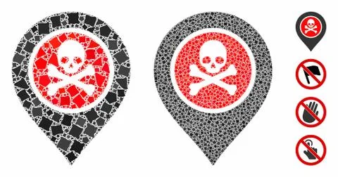 Dangerous zone pointer Mosaic Icon of Raggy Elements 스톡 일러스트