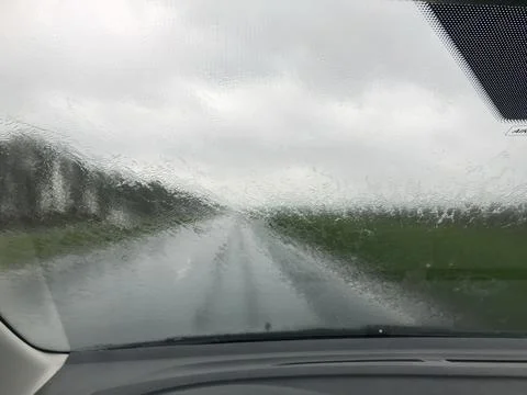 Dangerously blurred windscreen. Stock Photos