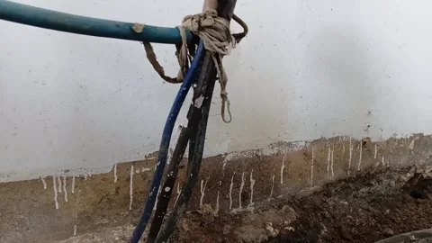 Dangerously Connected Unsafe Three-Phase Power Cable in Factory Video stock 328049352