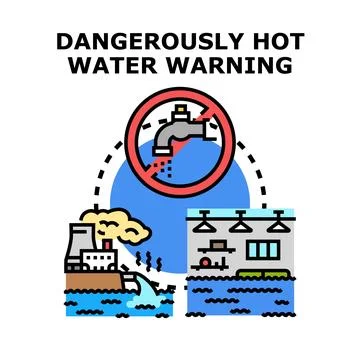 Dangerously hot water warning concept preventing usage Illustrazione stock