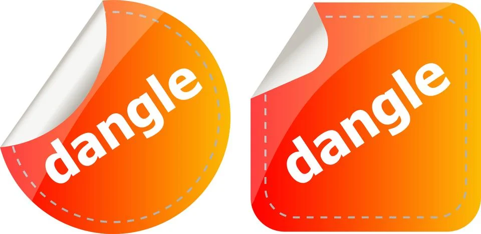 Dangle word on stickers web button set, label, icon Stock Illustration