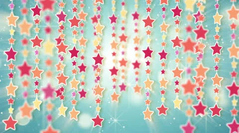 Dangling colorful stars loop background 4k Stock Footage 23611594