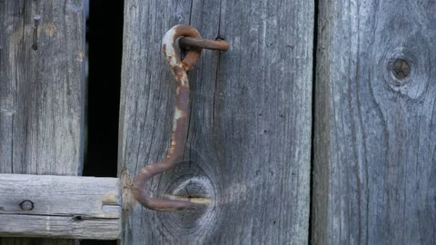 Dangling hook of wooden door. Loop 3 Stock-Footage 130663901