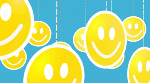 Dangling on strings smiley icons animated. Stock Footage 35219002