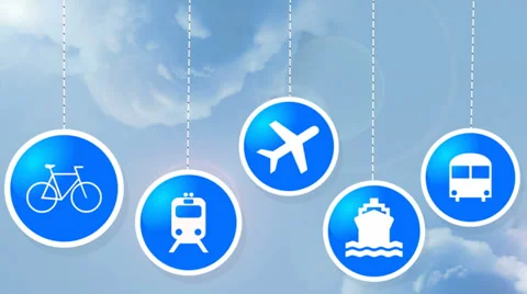 Dangling on strings travel icons animated. Stock Footage 35223703