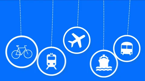 Dangling on strings travel icons animated. Stock Footage 35223756