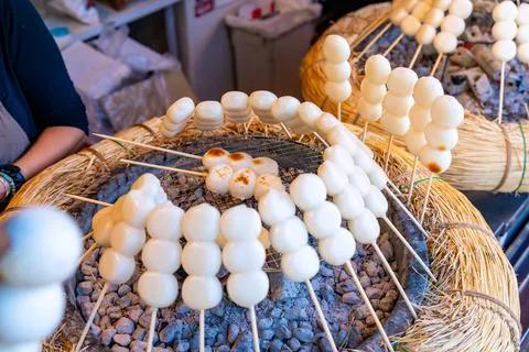 Dango is a Japanese dumpling made with regular rice flour Fotos Stock