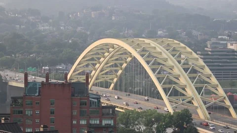Daniel Carter Beard Bridge connecting Cincinnati with Kentucky. Stock Footage 159137977