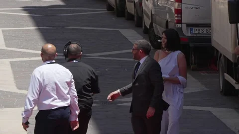 Daniel Micallef arrives at Auberge de Castille for a post-election ceremony Stock Footage 336489333
