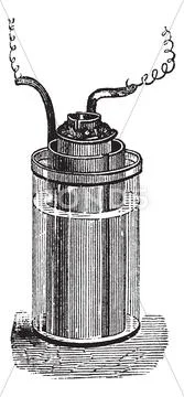 Daniell cell or gravity cell vintage engraving Stock Illustration