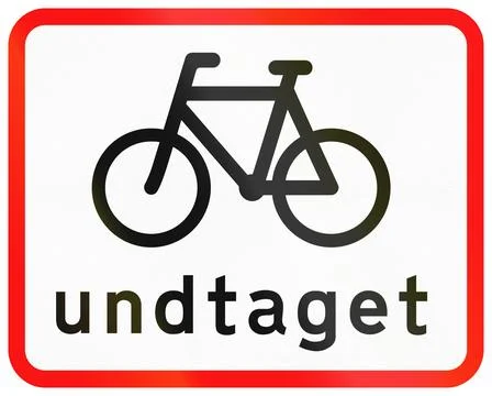 Danish additional road sign panel - Except bicycles Stock Illustration