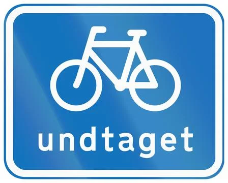 Danish additional road sign panel - Except bicycles - blue version Stock Illustration