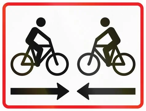 Danish additional road sign panel - Two-way cycle track Stock-Illustration