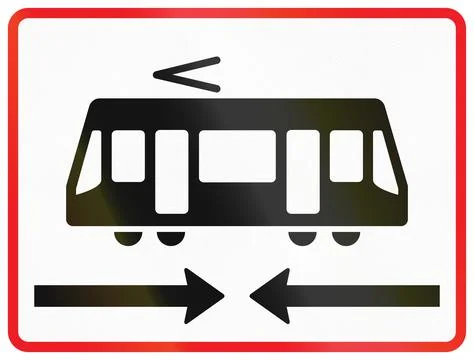 Danish additional road sign panel - Light rail crossing Stock Illustration