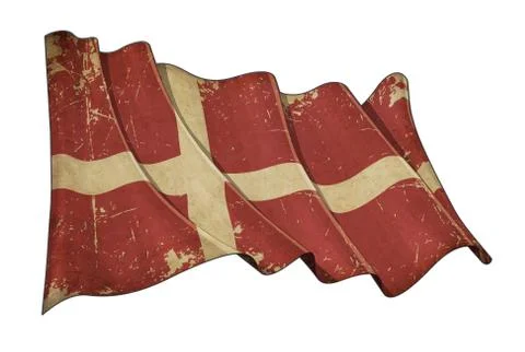 Danish Aged Scratched Flag Stock Illustration