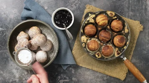 Danish Apple Pancakes Stock Footage 245969657