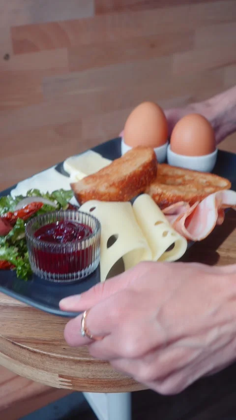 Danish Breakfast Plate Being Removed from Table Stock Footage 339469891