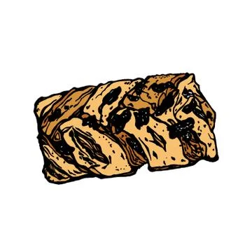 Danish buns with pecans and maple syrup. Stock Illustration