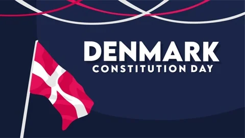 Danish constitution day with Danish flag Stock Footage 308609490
