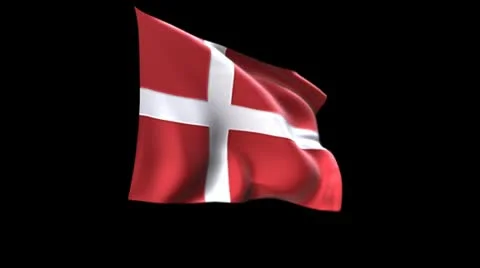 Danish flag with alpha matte Stock Footage 10725707