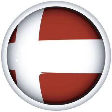 Danish flag button Danish sphere flag button, isolated vector on white Cop... Stock Photos