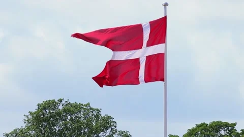 Danish Flag Dannebrog Split Summer Wind ... | Stock Video | Pond5