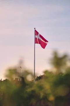 Danish flag, Dannebrog, in the wind Stock Photos