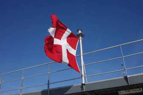 Danish flag on a ferry Stock Photos
