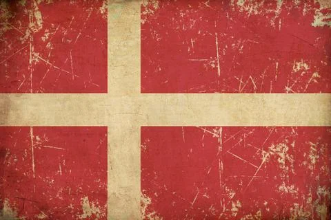 Danish Flag Flat Aged Stock Illustration