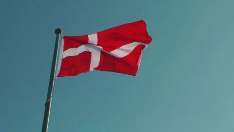 A Danish flag is flying Видео 343387141