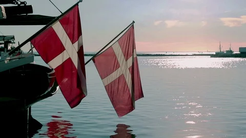 Danish flag Stock Footage 128995471