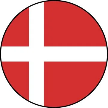 Danish flag icon on transparent background Stock Illustration