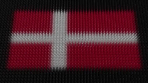 Danish Flag Light Shining on Scrolling Bullets Stock Footage 274003647