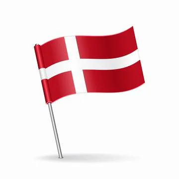 Danish flag map pointer layout. Vector illustration. Stock Illustration