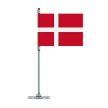 Danish flag on the metallic pole, vector illustration Illustrazione stock