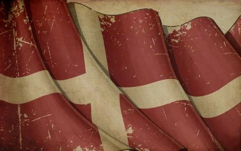 Danish Flag Old Newspaper Stock Illustration