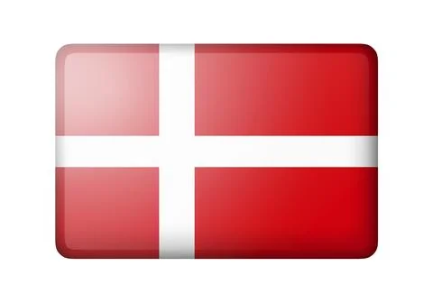 The Danish flag. Rectangular matte icon. Isolated on white background イラスト素材