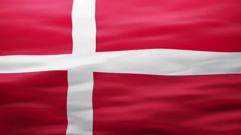 Danish flag, Rippled silk texture - 3D illustration Stock Illustration
