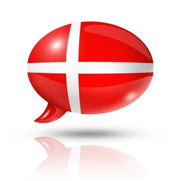 Danish flag speech bubble three dimensional Denmark flag in a speech bubbl... Foto stock