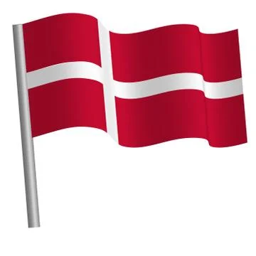 Danish flag waving on a pole Stock Illustration